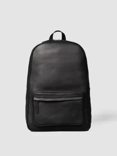 The Philos Black Leather Backpack