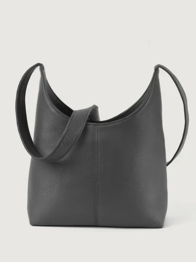 The Stefani Grey Leather Hobo Bag