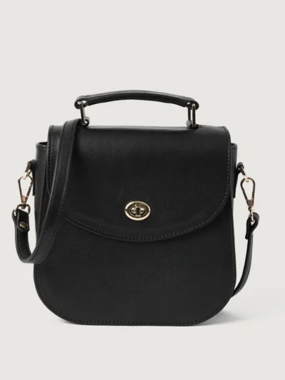 The Sandra Black Leather Saddle Bag