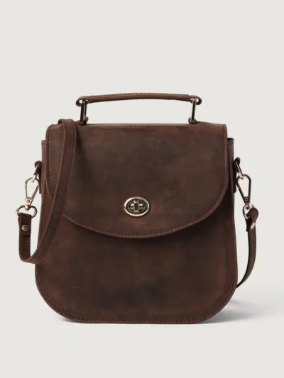 The Sandra Vintage Distressed Brown Leather Saddle Bag