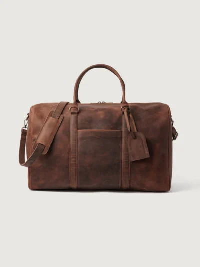 The Darrio Vintage Distressed Brown Leather Duffle Bag